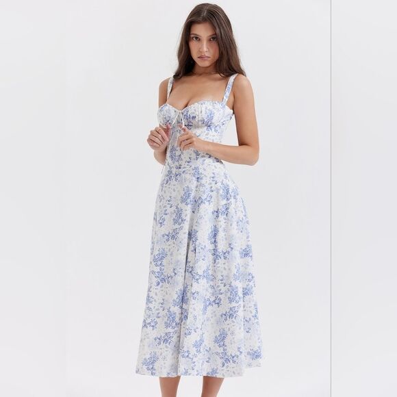 House of CB Blue Floral Midi Dress - Picture 15 of 16